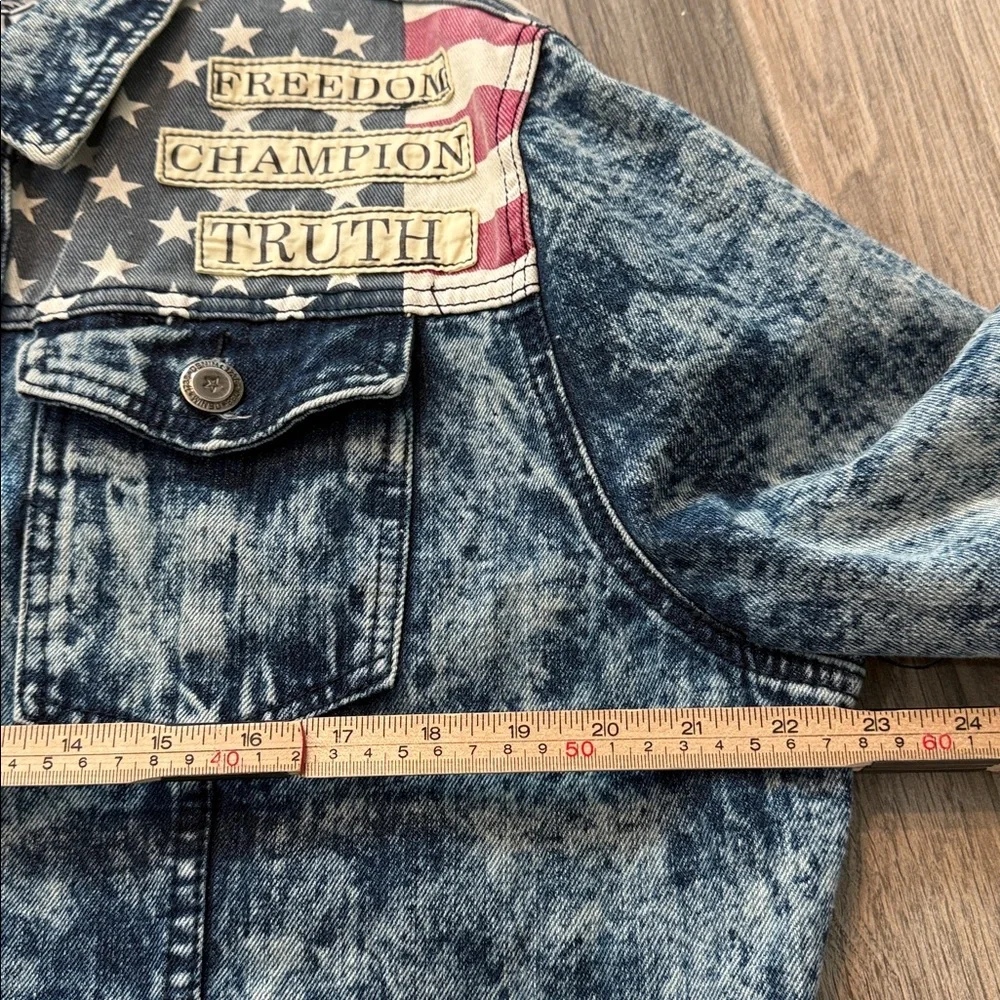 Vintage 1738 Original Brand American Flag‎ Denim Jacket Sz Large - Picture 5 of 11
